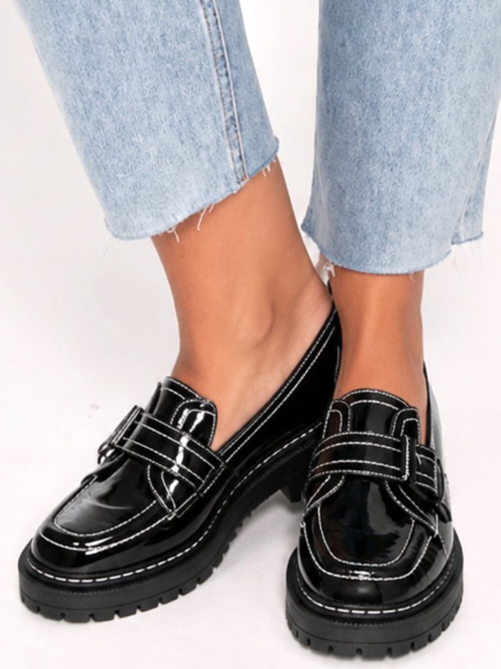 NEW - Circus by Sam Edelman Black Patent Leather Lug Shoes 7.5 Medium
